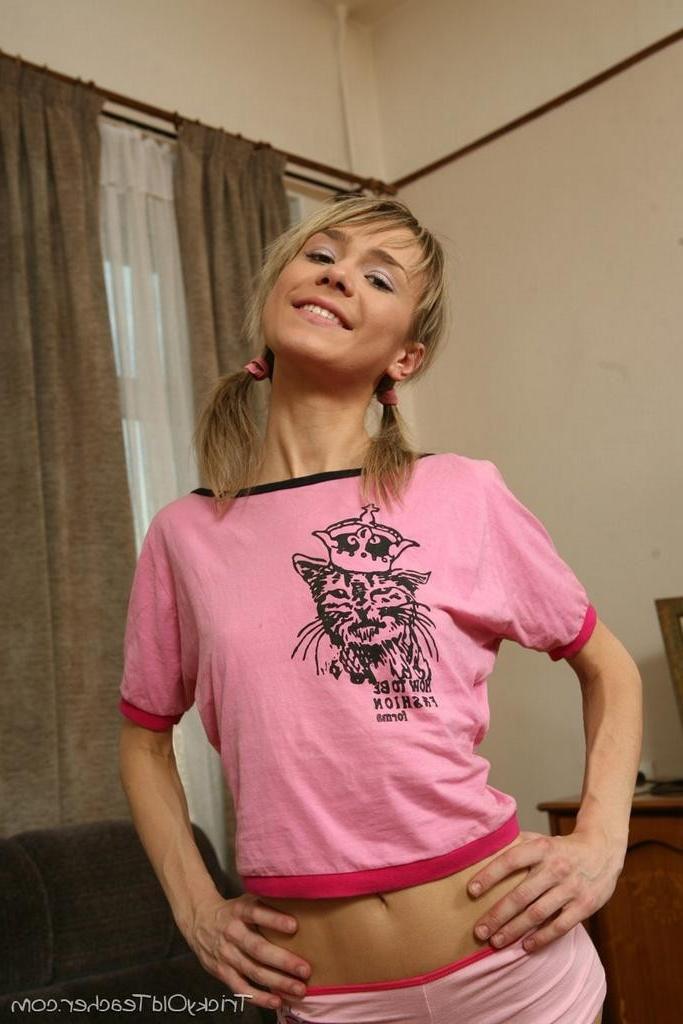 15P Skinny blonde schoolgirl with tight teeny body rides her teacher