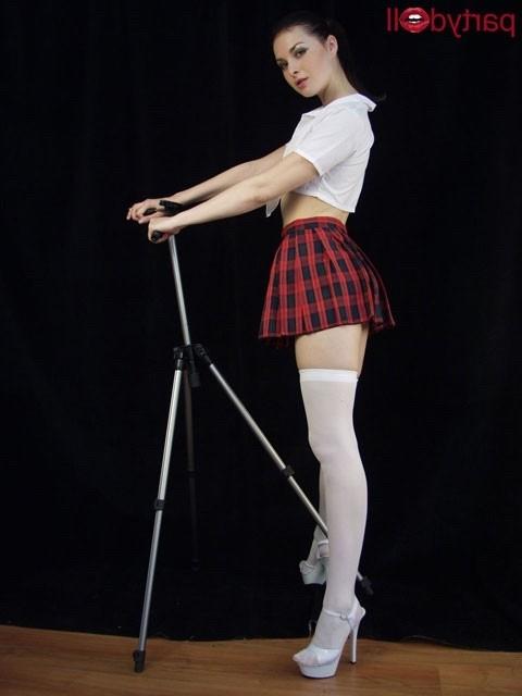 16P Sexy schoolgirl teen babe posing in stockings