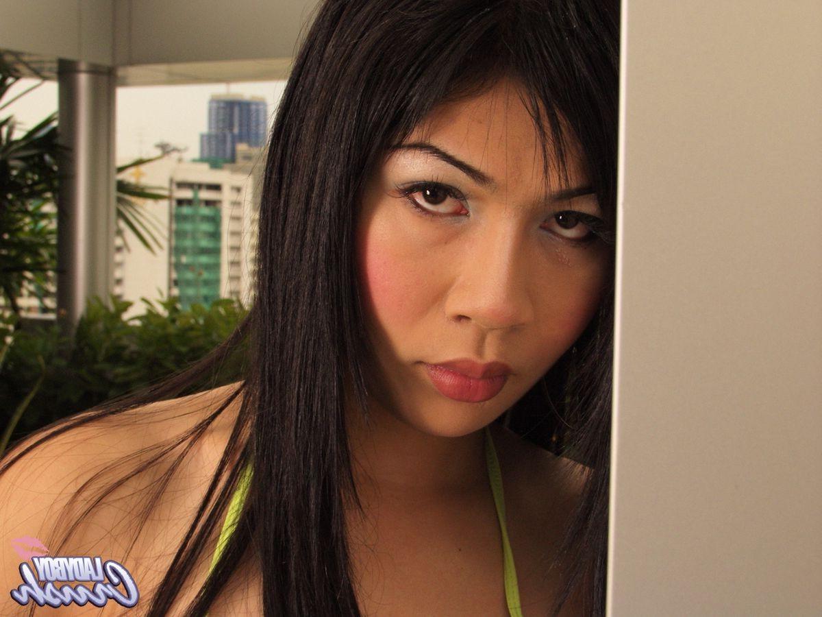 16P sexy asian shemale strokes his big tranny cock