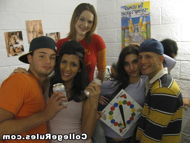 16P Smoking babes getting banged hard at college dorm party