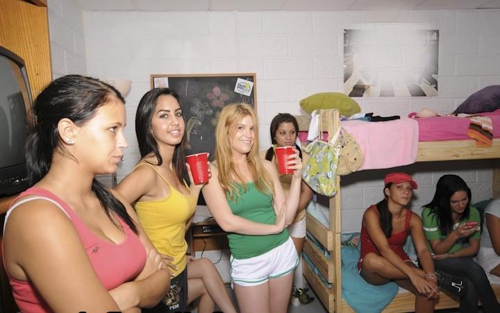 16P Smoking babes getting banged hard at college dorm party