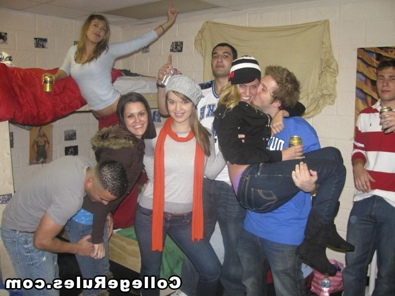 16P Smoking babes getting banged hard at college dorm party