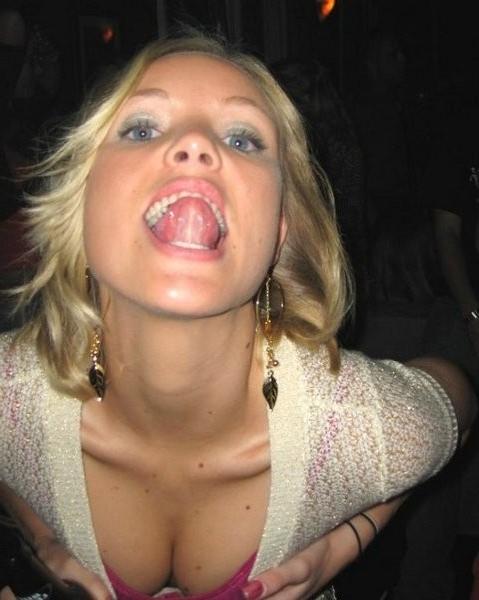 15P Smiling young brunette teen does a hot deep blowjob