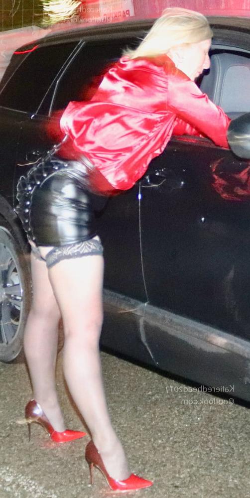 5P Katie red satin leather striptease