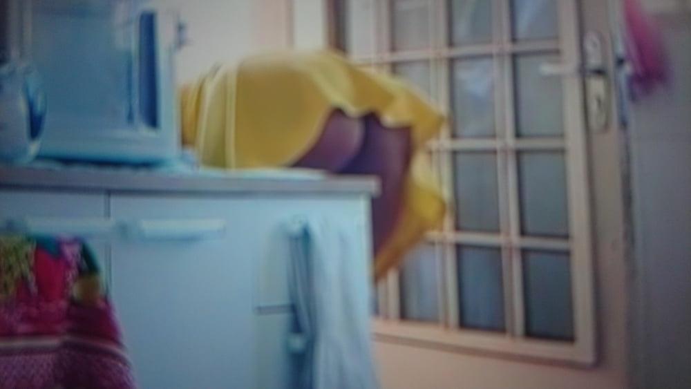 24P She flash sexy upskirts arround the house.