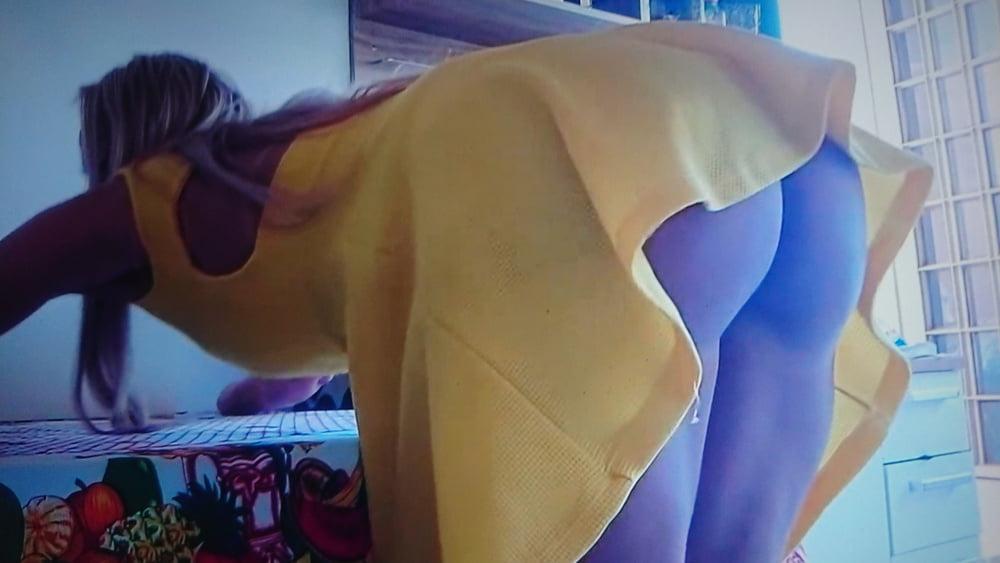 24P She flash sexy upskirts arround the house.