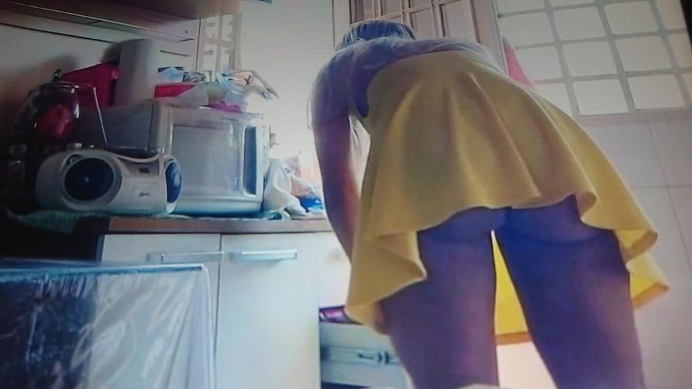 24P She flash sexy upskirts arround the house.