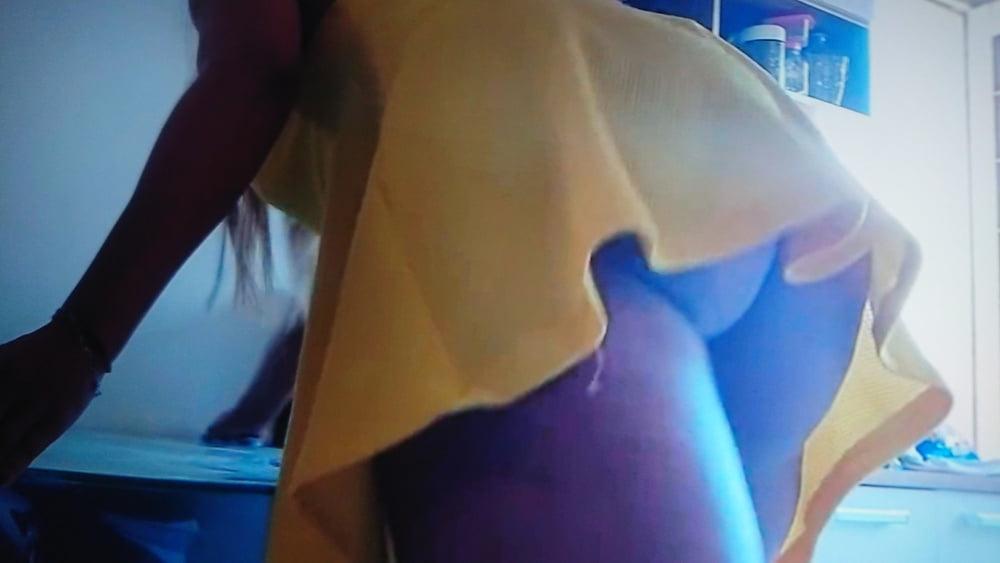 24P She flash sexy upskirts arround the house.