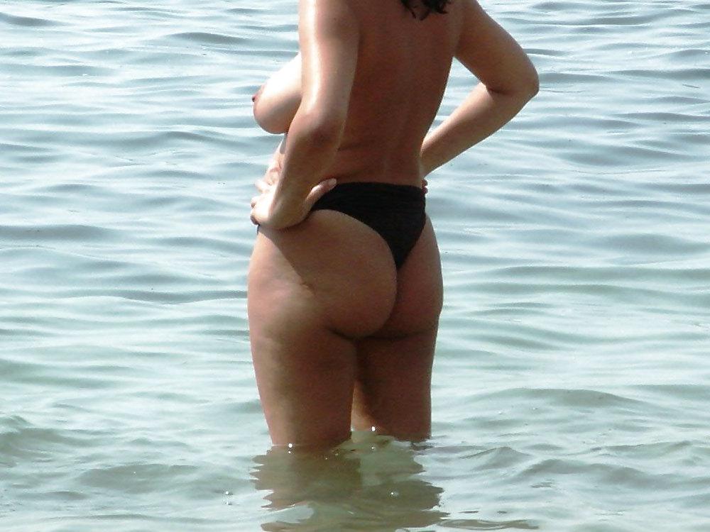 25P Mature on beach with big tits