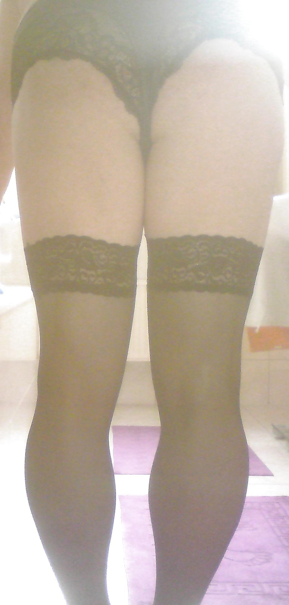 25P I love my nylons black and white