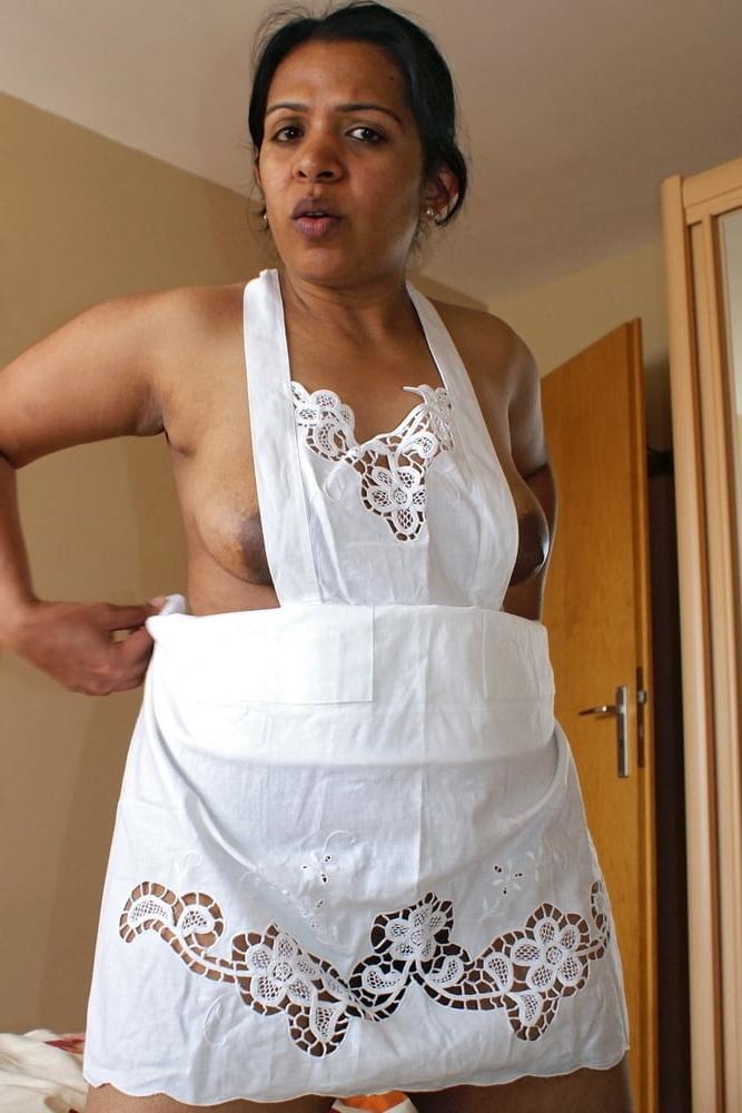 10P Mature Indian Rahee Wearing Cooking Apron
