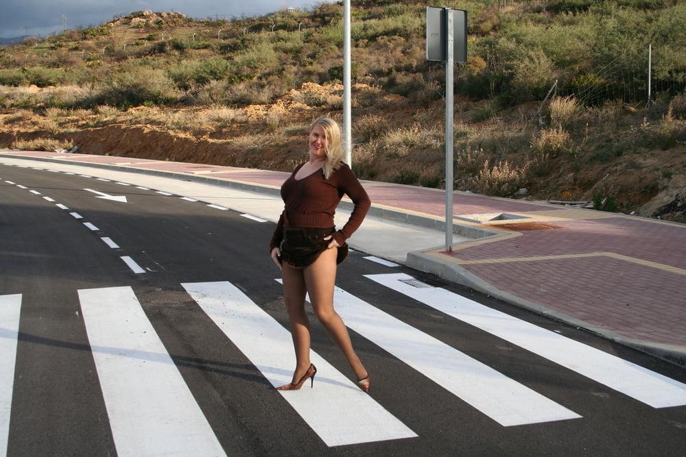 25P Pantyhose Street Whore Slut Flashing and Exposing