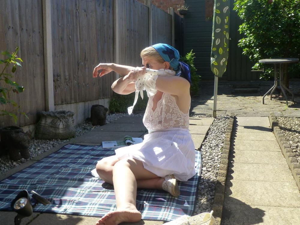 25P UK amateur mature Granny GILF upskirt flashing panties
