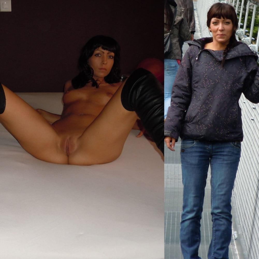 25P Dressed undressed amateurs with legs spread