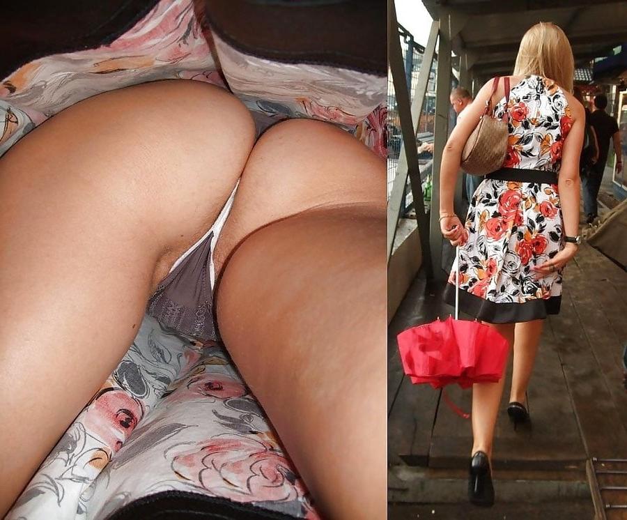 16P 763 - upskirt flashing public amateurs - pussies panties