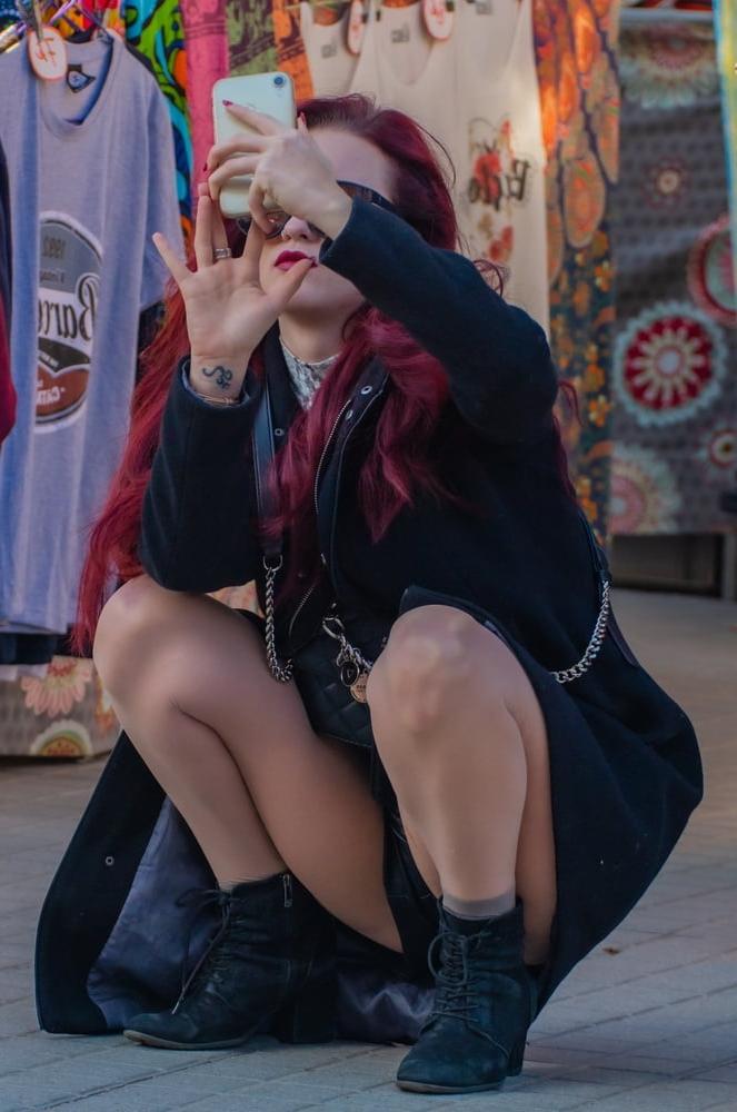 24P Street Pantyhose - Dumb Girls Flashing the Gash Part 1