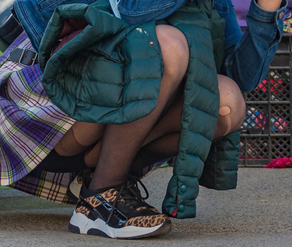 24P Street Pantyhose - Dumb Girls Flashing the Gash Part 1