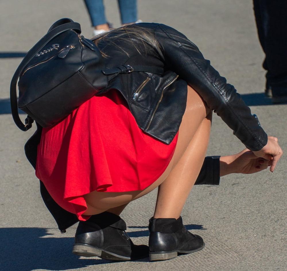 24P Street Pantyhose - Dumb Girls Flashing the Gash Part 2