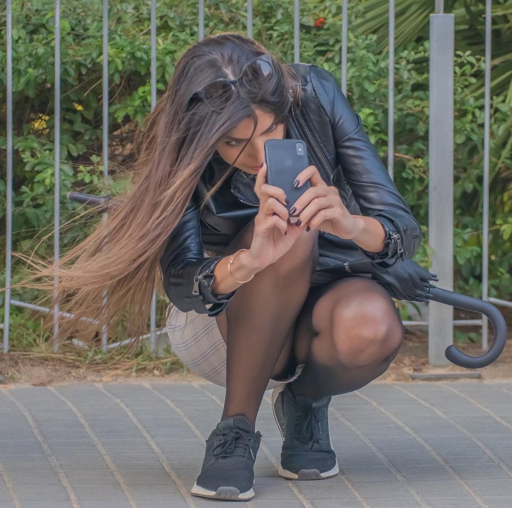 24P Street Pantyhose - Dumb Girls Flashing the Gash Part 2