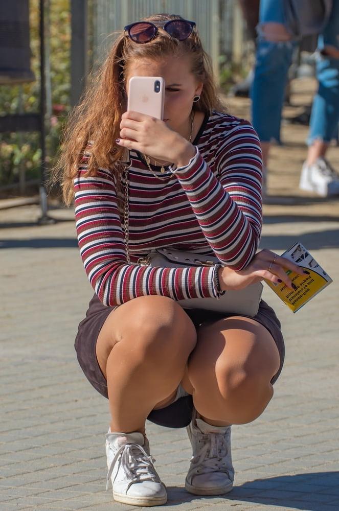 24P Street Pantyhose - Dumb Girls Flashing the Gash Part 2