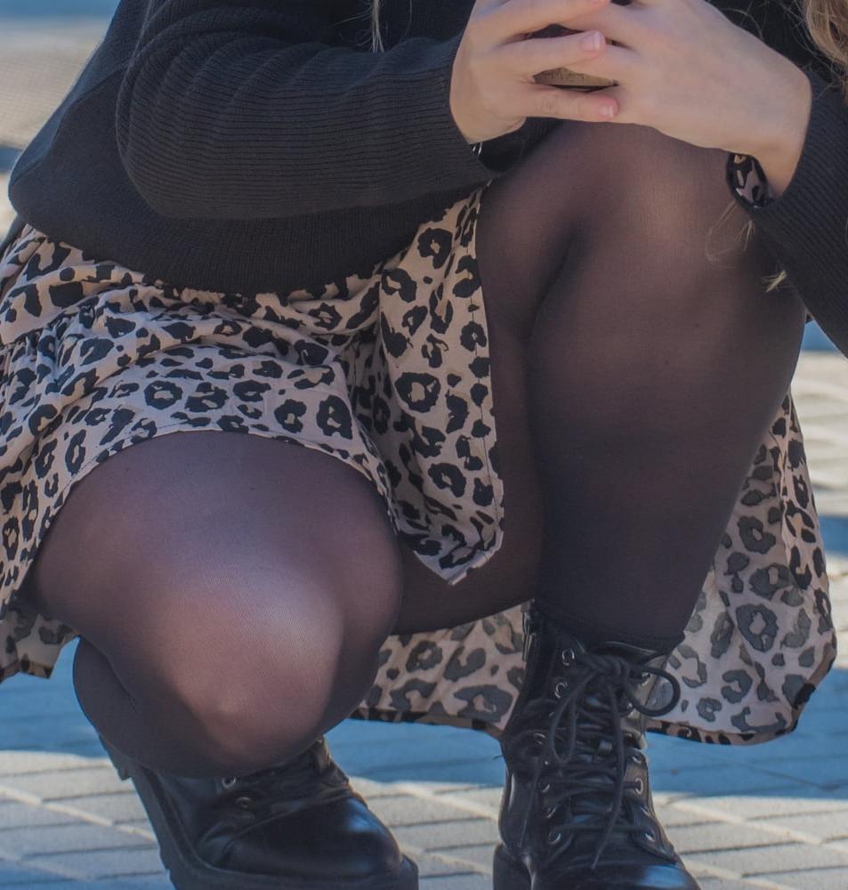 24P Street Pantyhose - Dumb Girls Flashing the Gash Part 2
