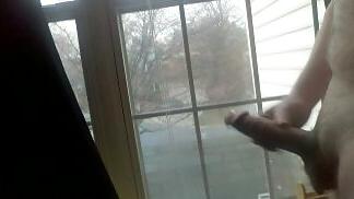 12P Flashing my cock at the window