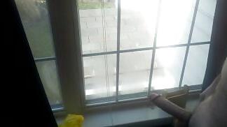 12P Flashing my cock at the window