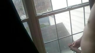 12P Flashing my cock at the window