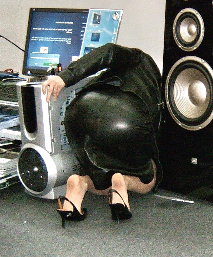 24P Leather skirts on the street