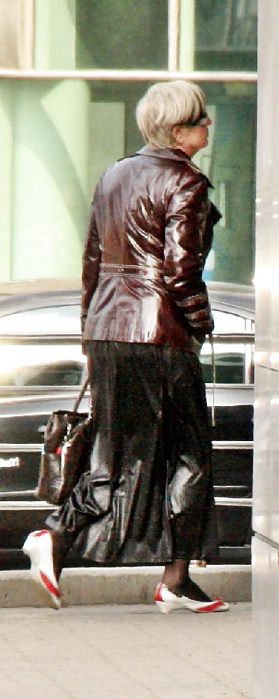 24P Leather skirts on the street