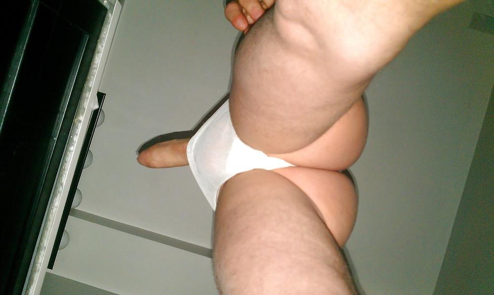 9P Self shot white sheer thong