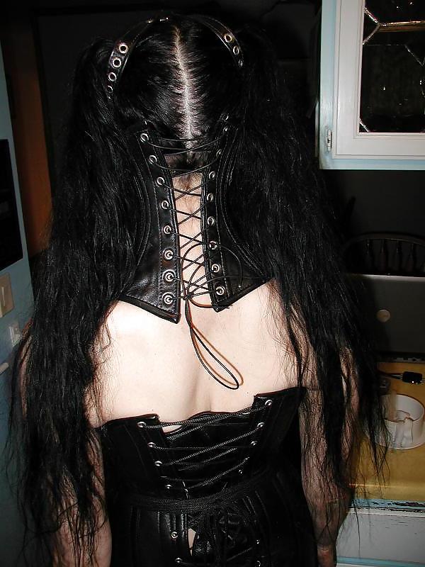 7P Leather hobble dress and neck corset