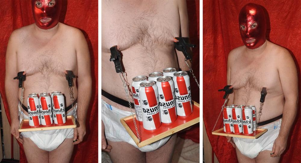 5P Boy in Diaper serves beer to Mommy and daddy