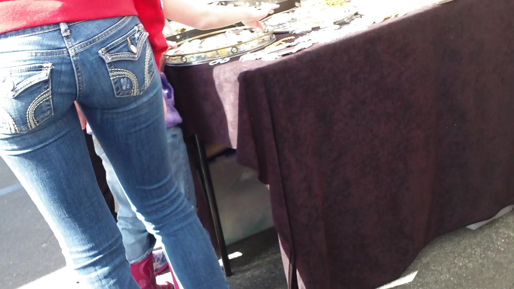 19P Beautiful teen ass & butt in tight blue jeans
