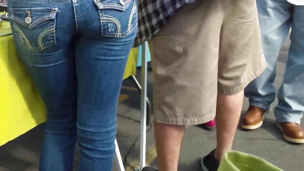 19P Beautiful teen ass & butt in tight blue jeans