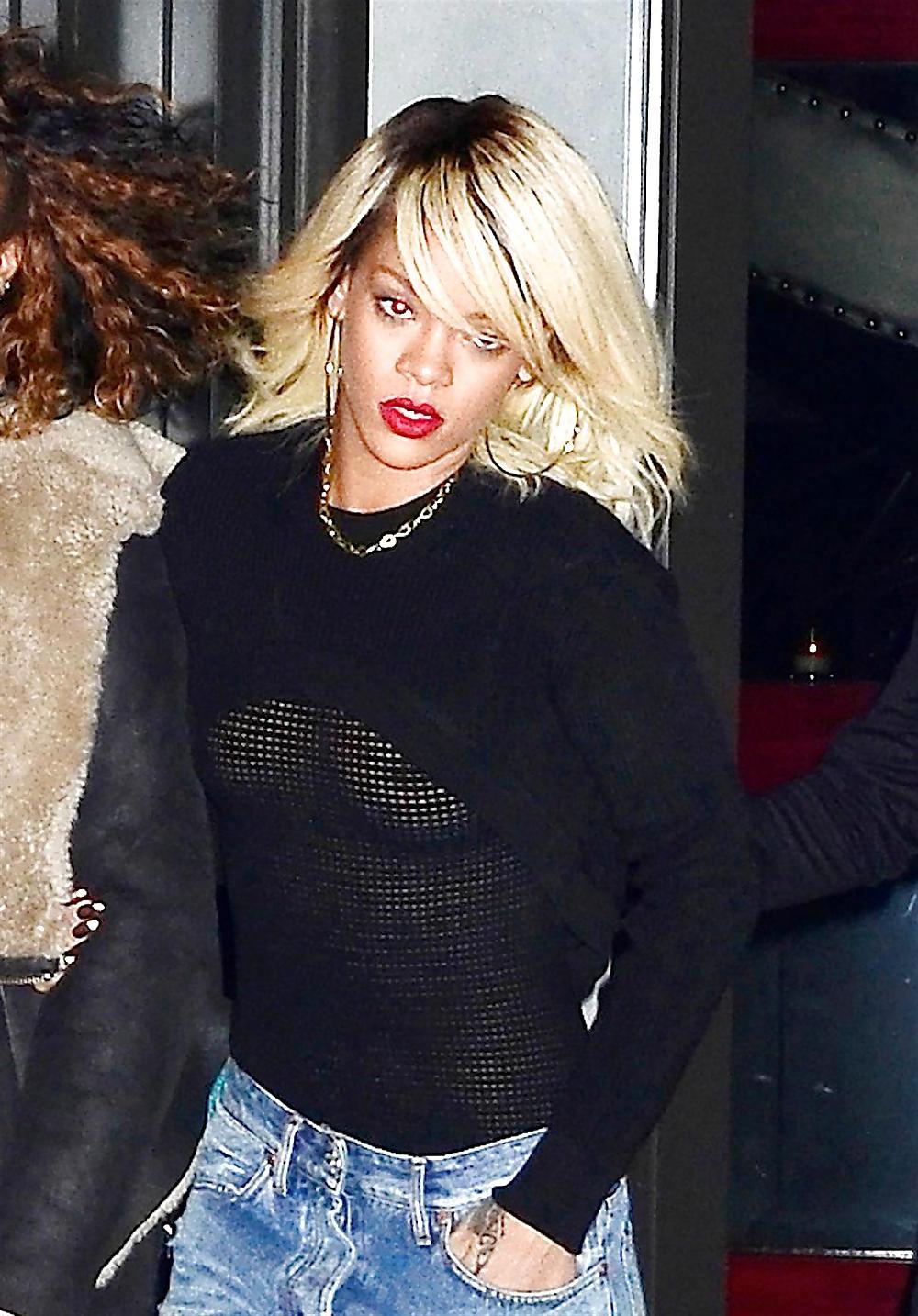 12P Rihanna braless in Montreal SEE-THRU TITS