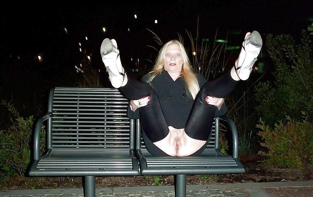 25P Sluts upskirt and nude on benches 2