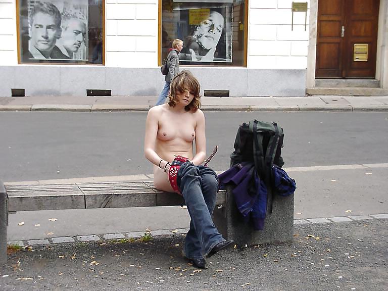 25P Sluts upskirt and nude on benches 2