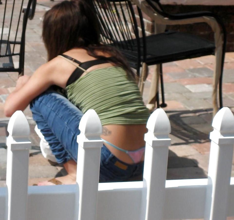 25P See thru and visible thong in leggings