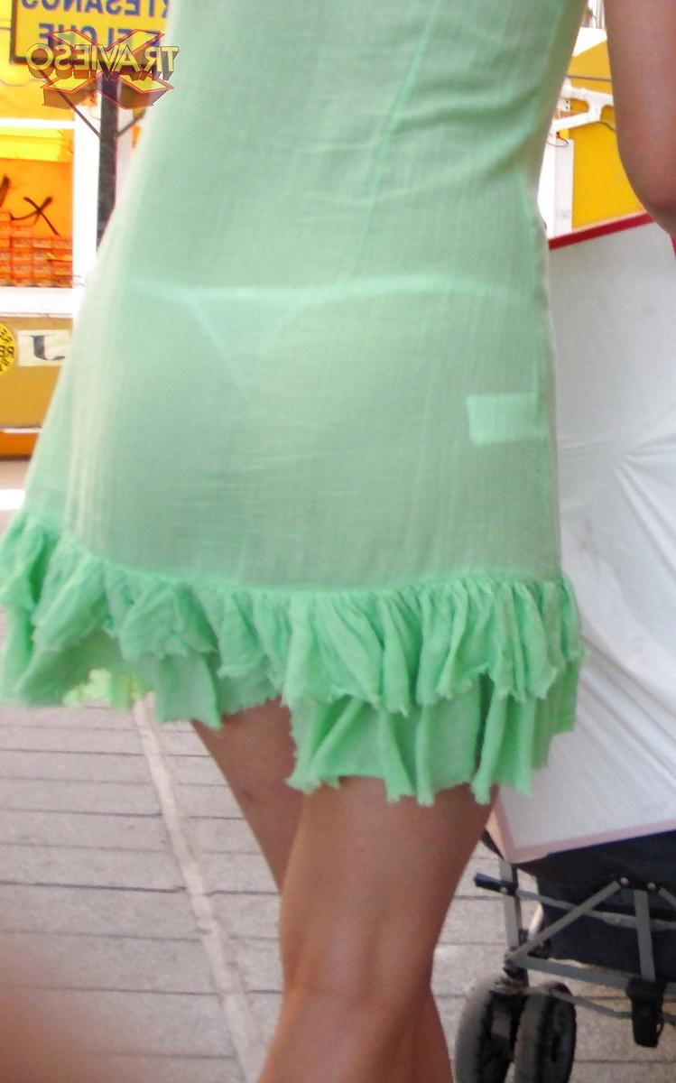25P See thru and visible thong in leggings