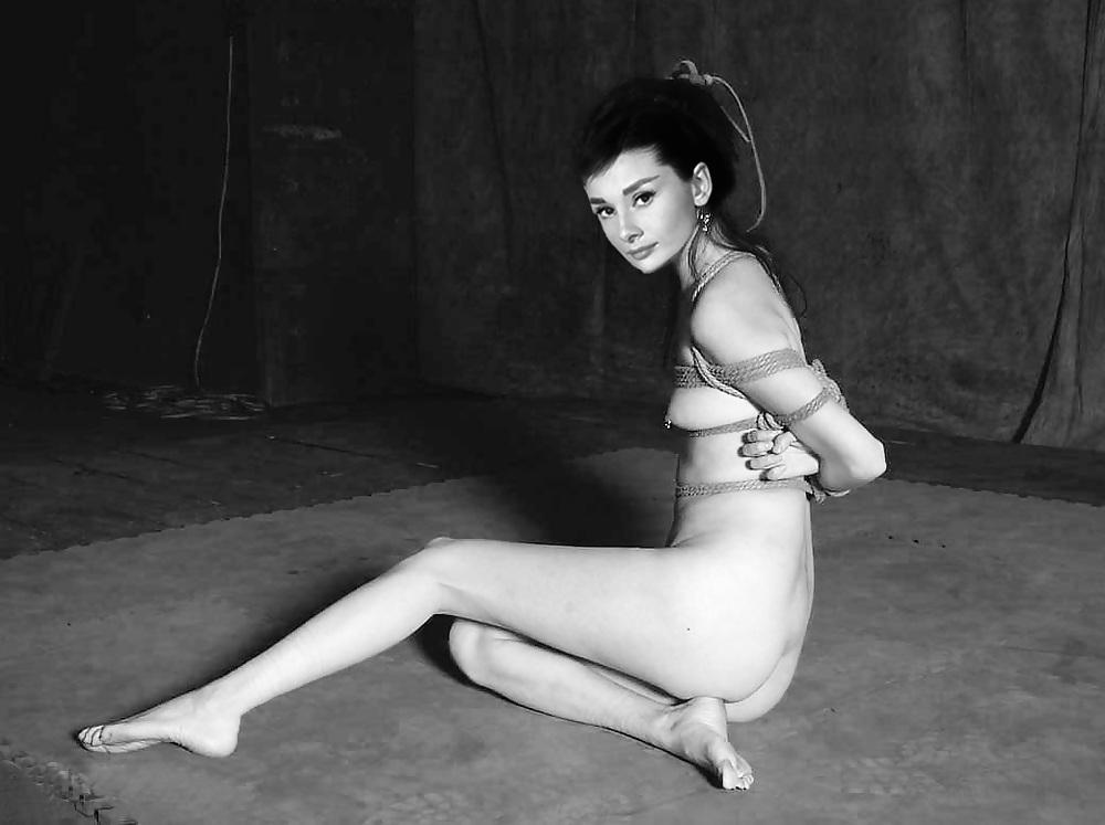 17P Audrey Hepburn, vintage beauty in bondage and sex (fakes)