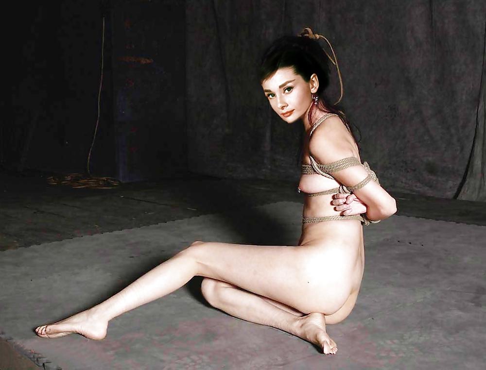 17P Audrey Hepburn, vintage beauty in bondage and sex (fakes)