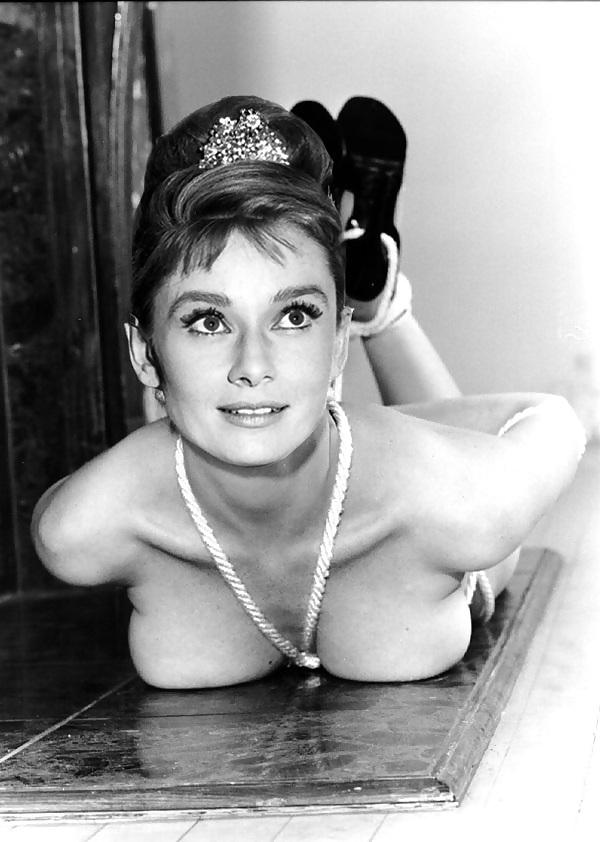 17P Audrey Hepburn, vintage beauty in bondage and sex (fakes)
