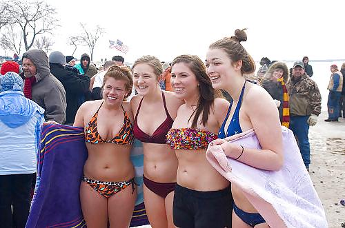10P Sexy sluts doing the polar bear plunge