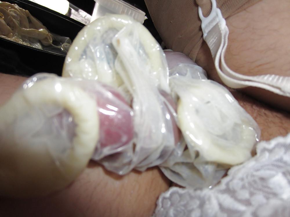 25P Wet Satin, Nylon Stocking and Condom Fun