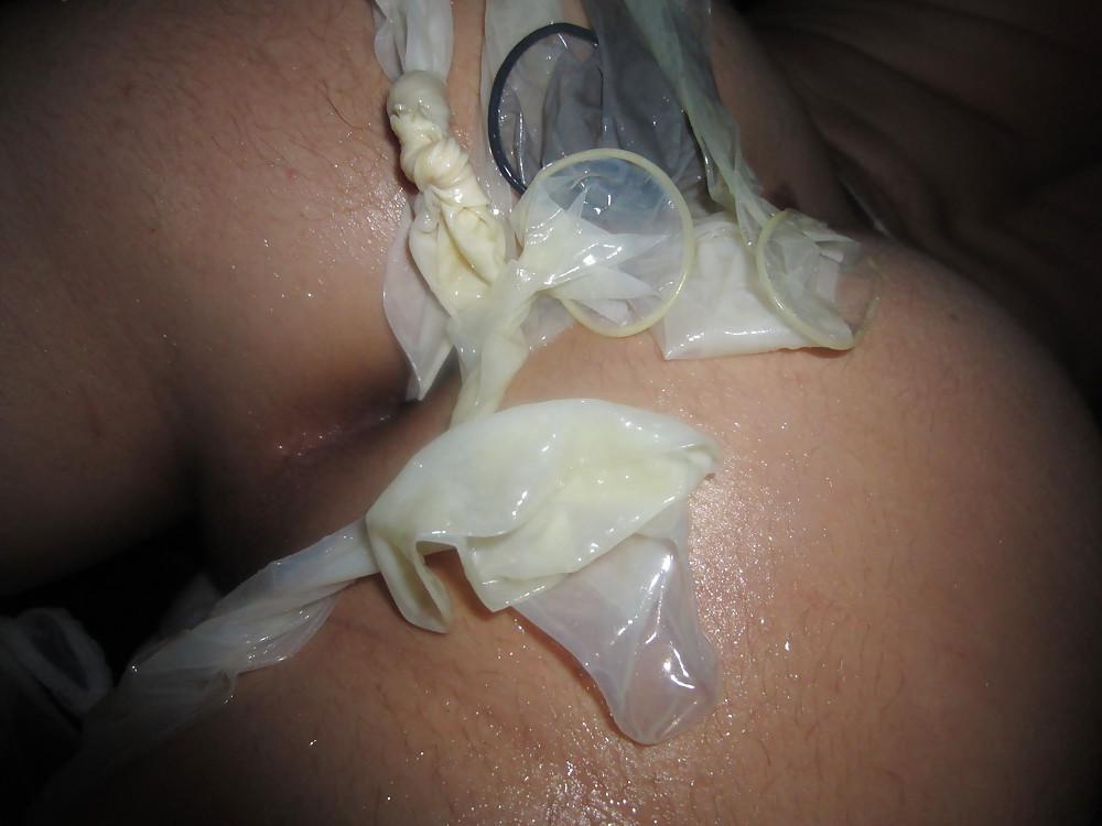 25P Wet Satin, Nylon Stocking and Condom Fun