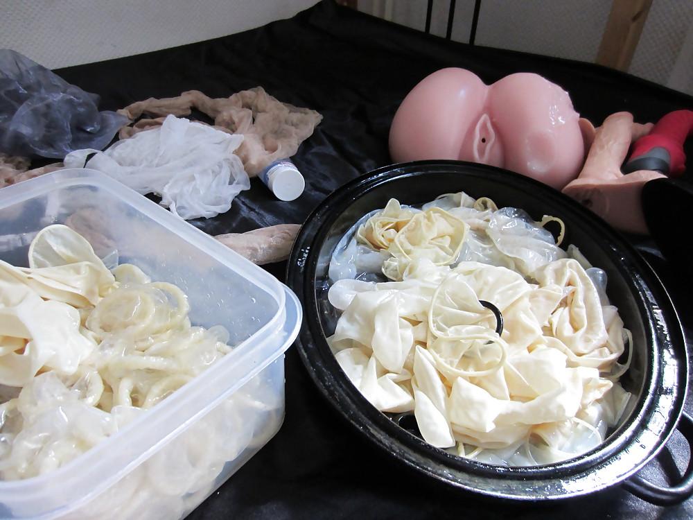25P Wet Satin, Nylon Stocking and Condom Fun