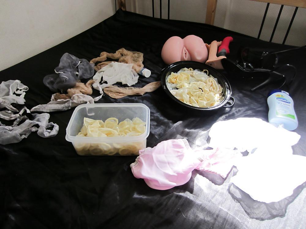 25P Wet Satin, Nylon Stocking and Condom Fun