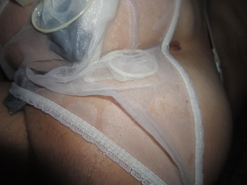 25P Wet Satin, Nylon Stocking and Condom Fun