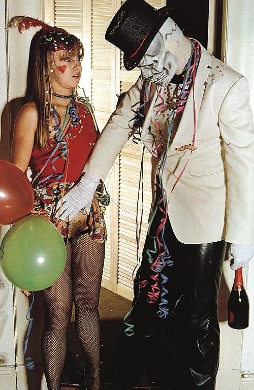 8P Vintage blonde having sex with guy dressed as skeleton